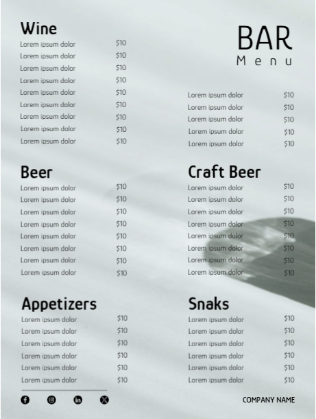 Menus Templates